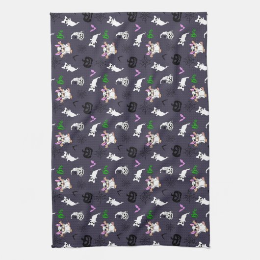 Schattige spook Franse Bulldog vleermuis pompoen H Theedoek (Verticaal)