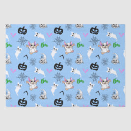 Schattige spook Franse Bulldog vleermuis pompoen H Tissuepapier