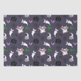 Schattige spook Franse Bulldog vleermuis pompoen H Tissuepapier