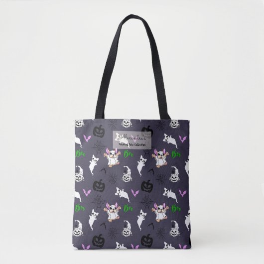 Schattige spook Franse Bulldog vleermuis pompoen H Tote Bag (Voorkant)