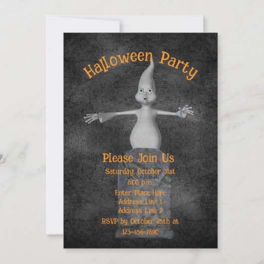 Schattige spook grafsteen Halloween Kaart (Voorkant)