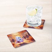 Schattige spook, haast je naar het feest kartonnen onderzetters (Insitu)