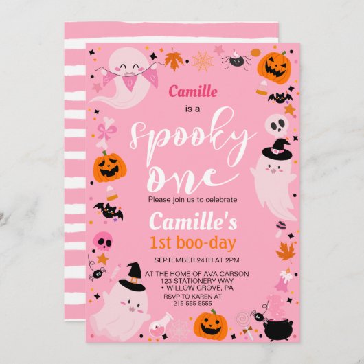 Schattige spook Halloween Verjaardag  Kaart (Voorkant / Achterkant)