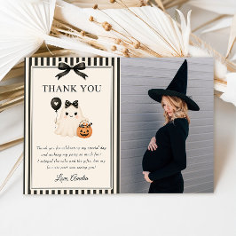 Schattige spook Halloween verjaardagsfoto Bedankkaart