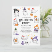 Schattige spook Lijst kostuum Halloween Party Kaart (Staand voorkant)
