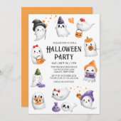 Schattige spook Lijst kostuum Halloween Party Kaart (Voorkant / Achterkant)