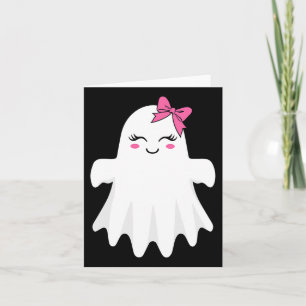 Schattige spook met boog boe boe halloween kostuum kaart
