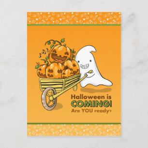 Schattige spook met kruiwagen briefkaart