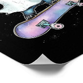 Schattige spook op skateboard grappig Halloween Sk Poster (Hoek)