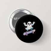 Schattige spook op skateboard grappig Halloween Sk Ronde Button 5,7 Cm (Voorkant /achterkant)