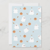 Schattige spook & pompoen blauw Halloween feest Kaart (Achterkant)