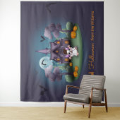 Schattige spook spookhuis achtergrond Halloween Wandkleed (In situ)