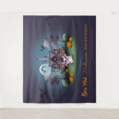Schattige spook spookhuis achtergrond Halloween Wandkleed (Voorkant)