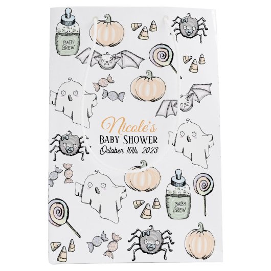 Schattige spook, vleermuis & spin halloween Baby s Medium Cadeauzakje (Voorkant)