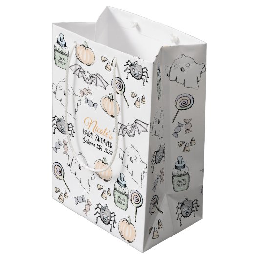 Schattige spook, vleermuis & spin halloween Baby s Medium Cadeauzakje (Achterkant Gekanteld)