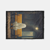 Schattige spook wachten zittend op stoel hallow Fleece Deken (Voorkant (Horizontaal))