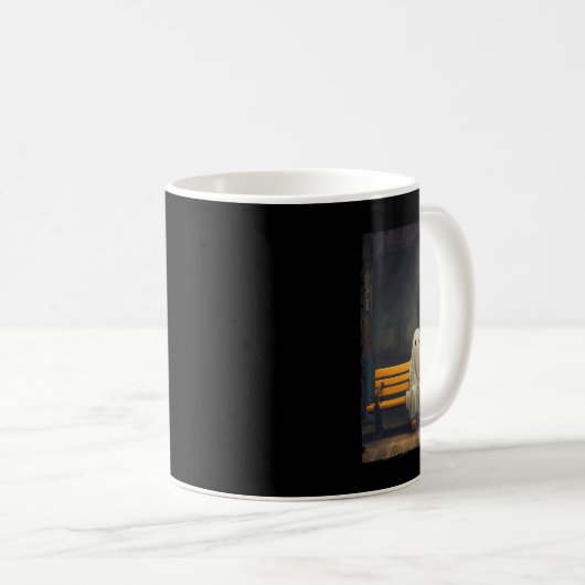 Schattige spook wachten zittend op stoel hallow Koffiemok (Voorkant rechts)