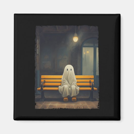  Schattige spook wachten zittend op stoel hallow Magneet (Voorkant)