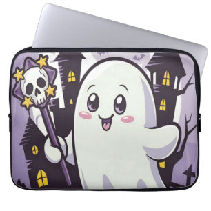 Schattige spookachtig Poster met een speelse twist Laptop Sleeve