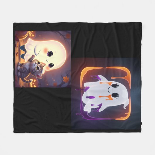 schattige spookachtige spookdeken fleece deken (Voorkant (Horizontaal))