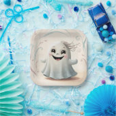 Schattige Spookachtige Vriend Halloween Design Papieren Bordje (Feest)