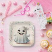 Schattige Spookachtige Vriend Halloween Design Papieren Bordje (Feest)