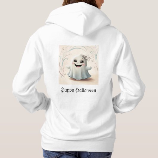 Schattige Spookachtige Vriend Halloween Design T-S Hoodie (Achterkant)