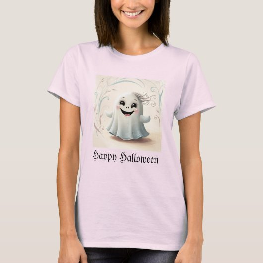 Schattige Spookachtige Vriend Halloween Design T-shirt (Voorkant)
