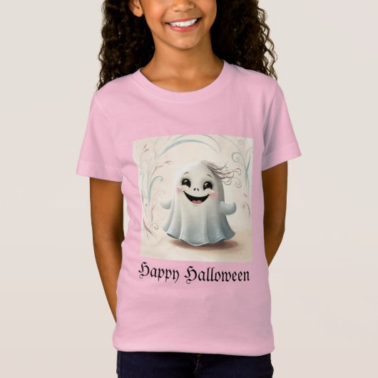 Schattige Spookachtige Vriend Halloween Design T-shirt (Voorkant)