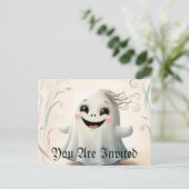 Schattige Spookachtige Vriend Halloween Design Uitnodiging Briefkaart (Staand voorkant)