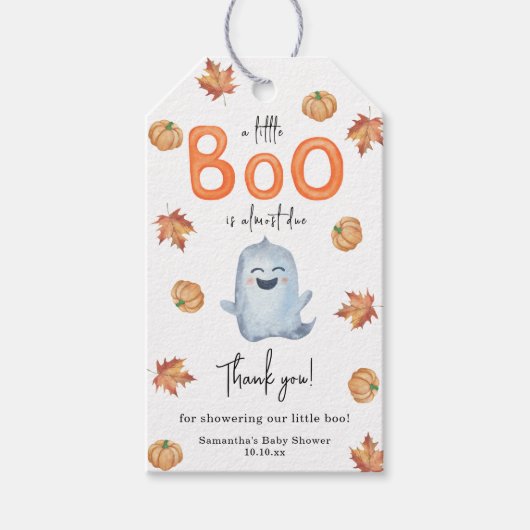 Schattige spookbaby shower bedankt cadeaulabel (Voorkant)