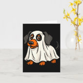 Schattige spookhond halloween dachshund kaart (Gele Bloem)