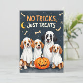 Schattige spookhonden grappige Halloween kaart (Staand voorkant)