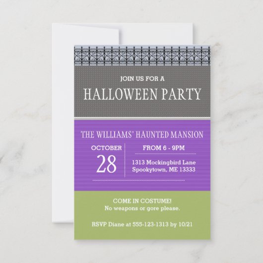 Schattige spookhuis Halloween uitnodiging klein (Achterkant)