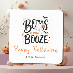 Schattige spookjes en drank Halloween  Vierkante Sticker