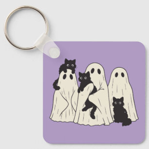 Schattige spookjes en zwarte katten Halloween Sleutelhanger