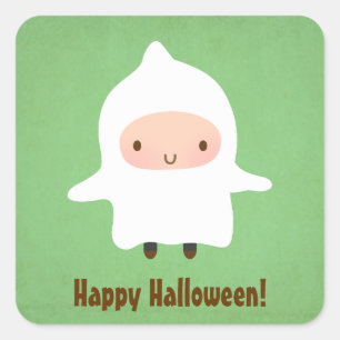 Schattige spookjongen niet zo eng Halloween Vierkante Sticker