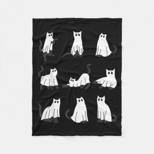 Schattige spookkat grappig Halloween-ontwerp spook Fleece Deken (Voorkant)