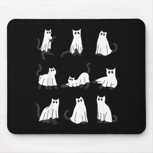 Schattige spookkat grappig Halloween-ontwerp spook Muismat (Voorkant)