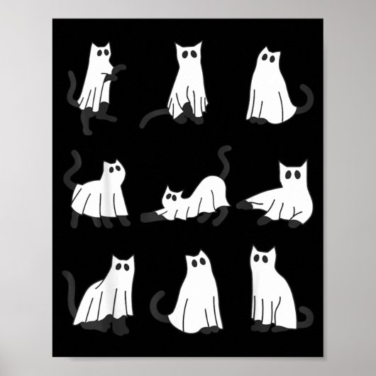 Schattige spookkat grappig Halloween-ontwerp spook Poster (Voorkant)