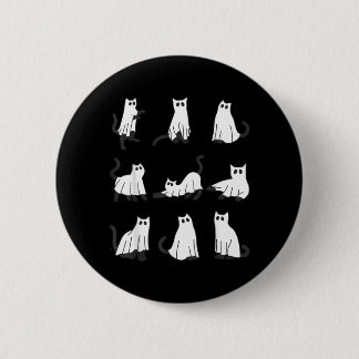 Schattige spookkat grappig Halloween-ontwerp spook Ronde Button 5,7 Cm