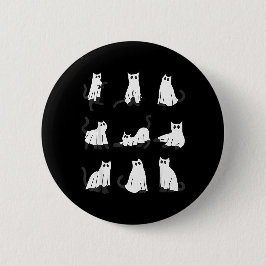 Schattige spookkat grappig Halloween-ontwerp spook Ronde Button 5,7 Cm (Voorkant)