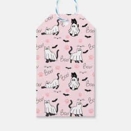 Schattige spookkatten Halloween Cadeaulabel