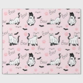Schattige spookkatten Halloween Cadeaupapier (Vlak)