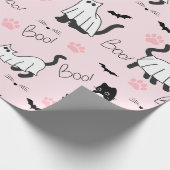 Schattige spookkatten Halloween Cadeaupapier (Hoek)