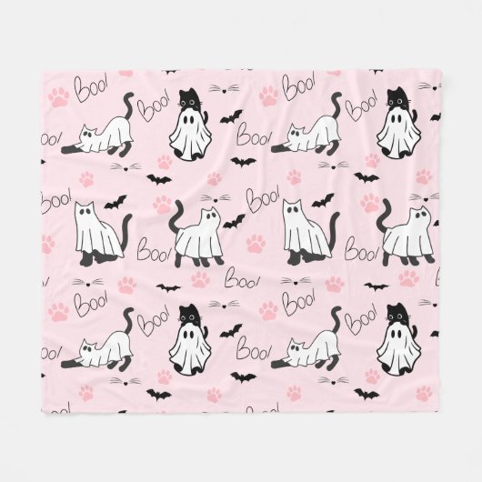 Schattige spookkatten Halloween Fleece Deken (Voorkant (Horizontaal))