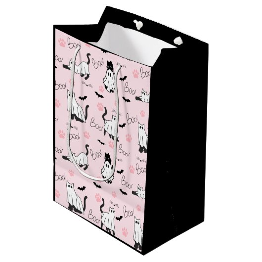 Schattige spookkatten Halloween Medium Cadeauzakje (Voorkant Gekanteld)