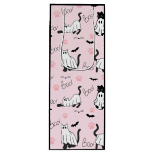Schattige spookkatten Halloween Wijn Cadeautas