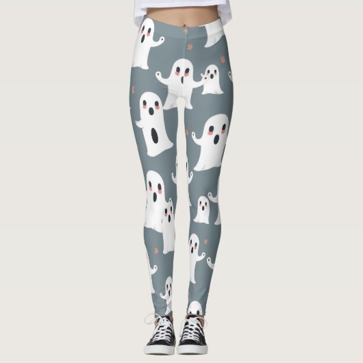 Schattige spookpatroon Halloween Spooky Kawaii Des Leggings (Voorkant)