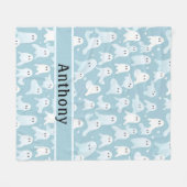 Schattige spookpatroon lichtblauw fleece deken (Voorkant (Horizontaal))